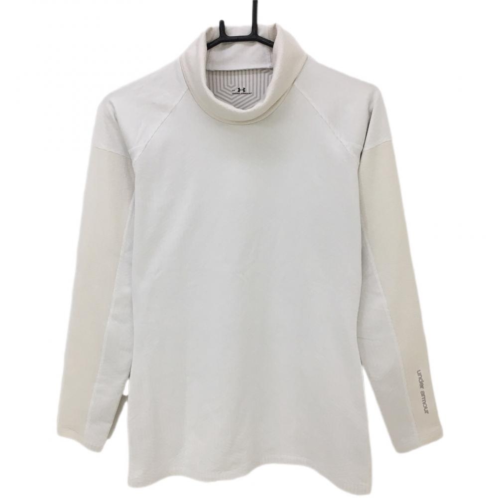【美品】アンダーアーマー インナーシャツ 白 地模様 裏起毛 coldgear レディース LG ゴルフウェア UNDER ARMOUR