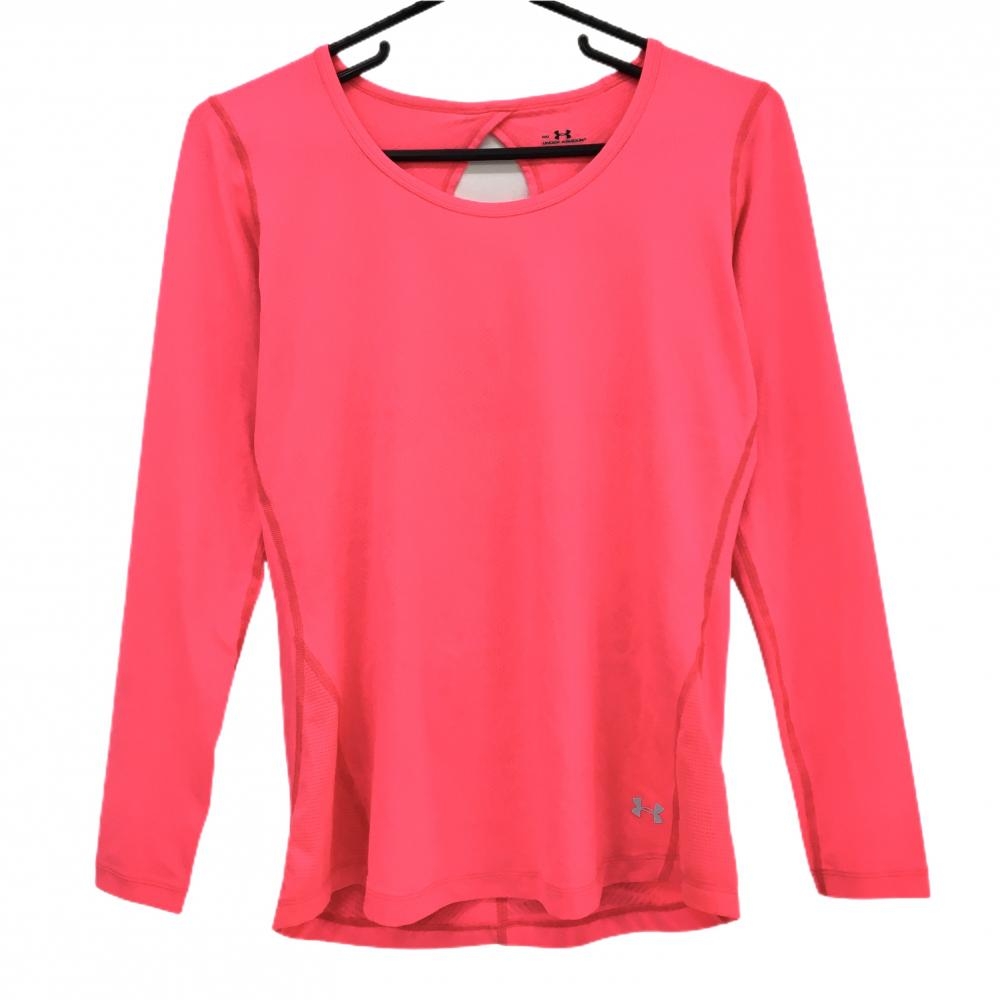 【超美品】アンダーアーマー インナーシャツ 蛍光ピンク メッシュ レディース MD ゴルフウェア UNDER ARMOUR