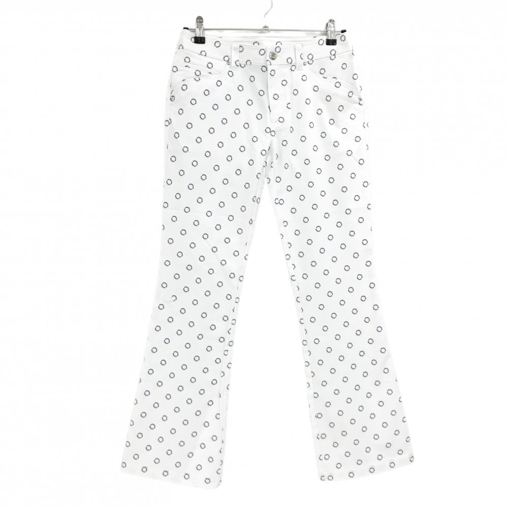 【新品】アンダーアーマー パンツ 白×ネイビー ロゴ総柄 allseasongear レディース MD ゴルフウェア UNDER ARMOUR