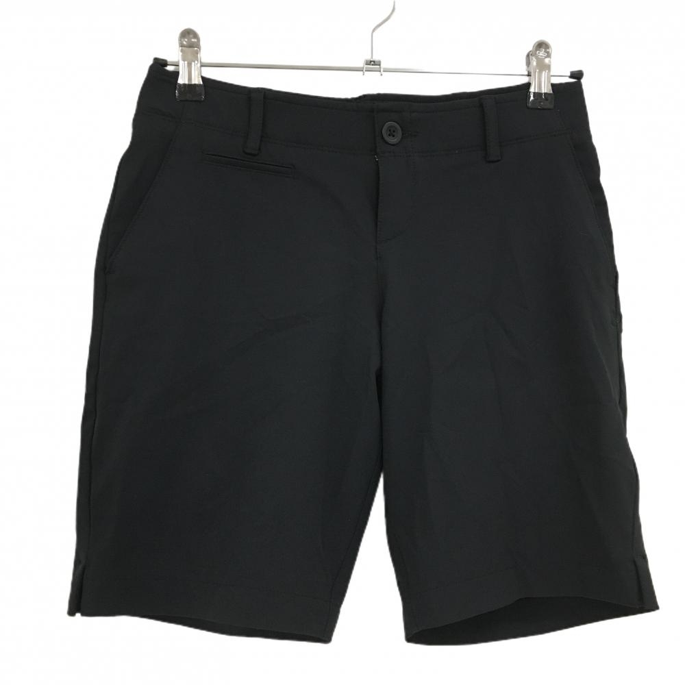 【美品】アンダーアーマー ハーフパンツ 黒 ロゴ刺しゅう レディース SM ゴルフウェア UNDER ARMOUR