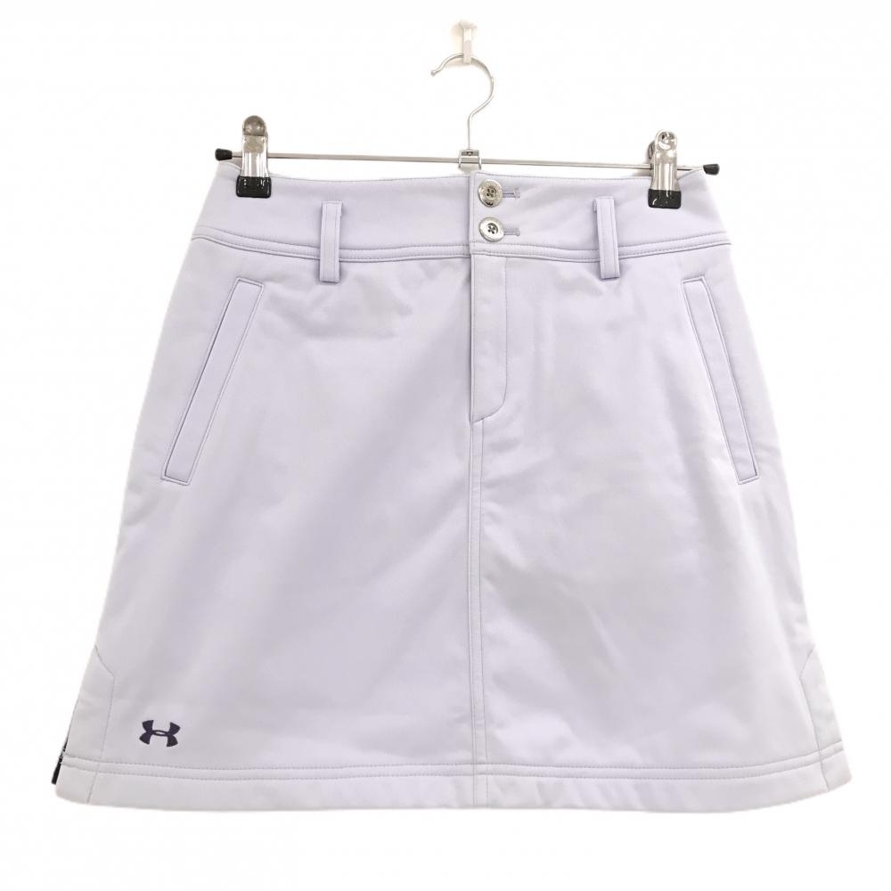 【美品】アンダーアーマー スカート パープル ロゴ刺しゅう 裏起毛 ストレッチ  レディース SM ゴルフウェア UNDER ARMOUR