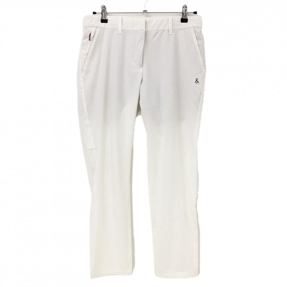 【美品】アンパスィ パンツ 白 シリコンロゴ 裏地付 ストレッチ  レディース LL ゴルフウェア and per se