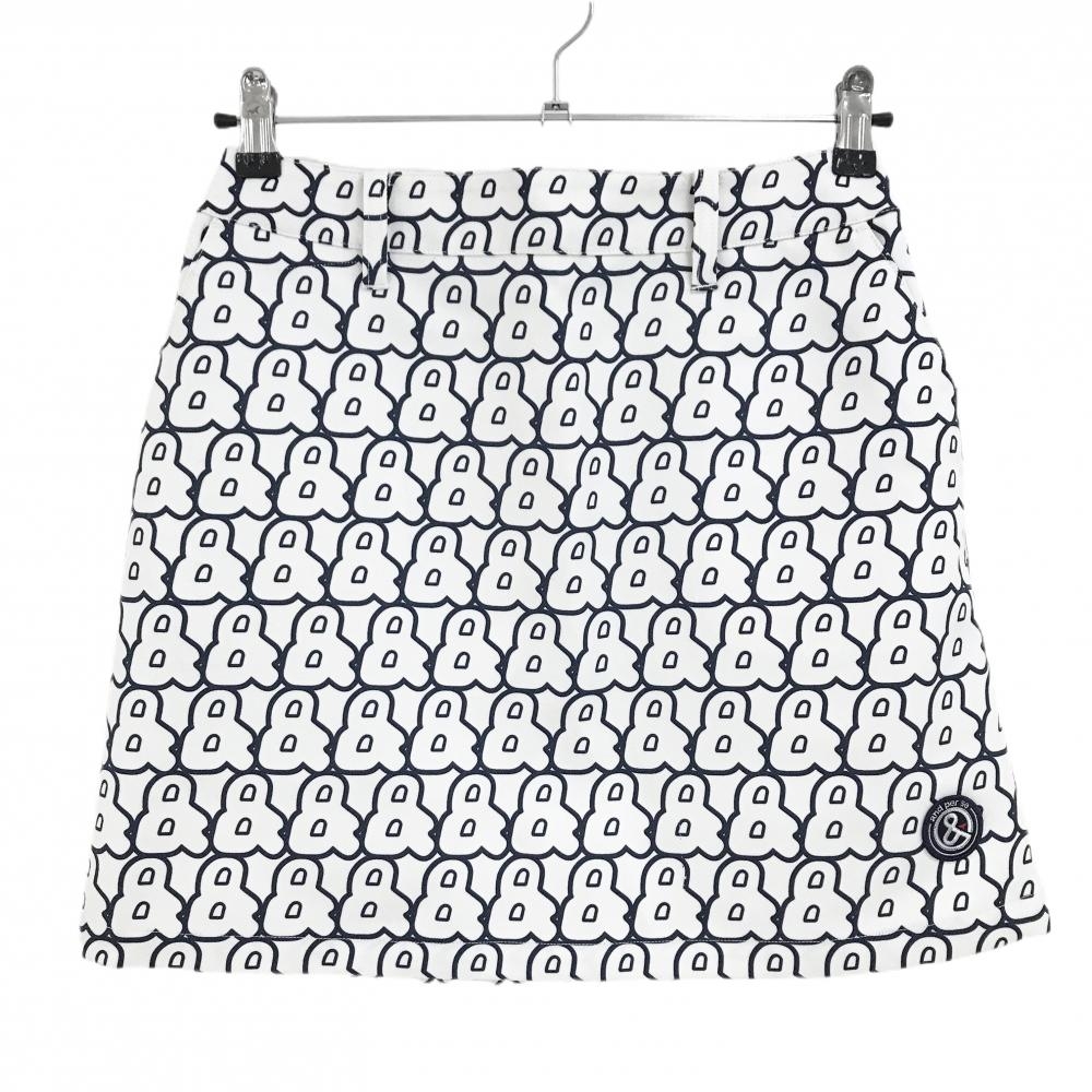 【美品】アンパスィ スカート 白×ネイビー 総柄 レディース M ゴルフウェア and per se