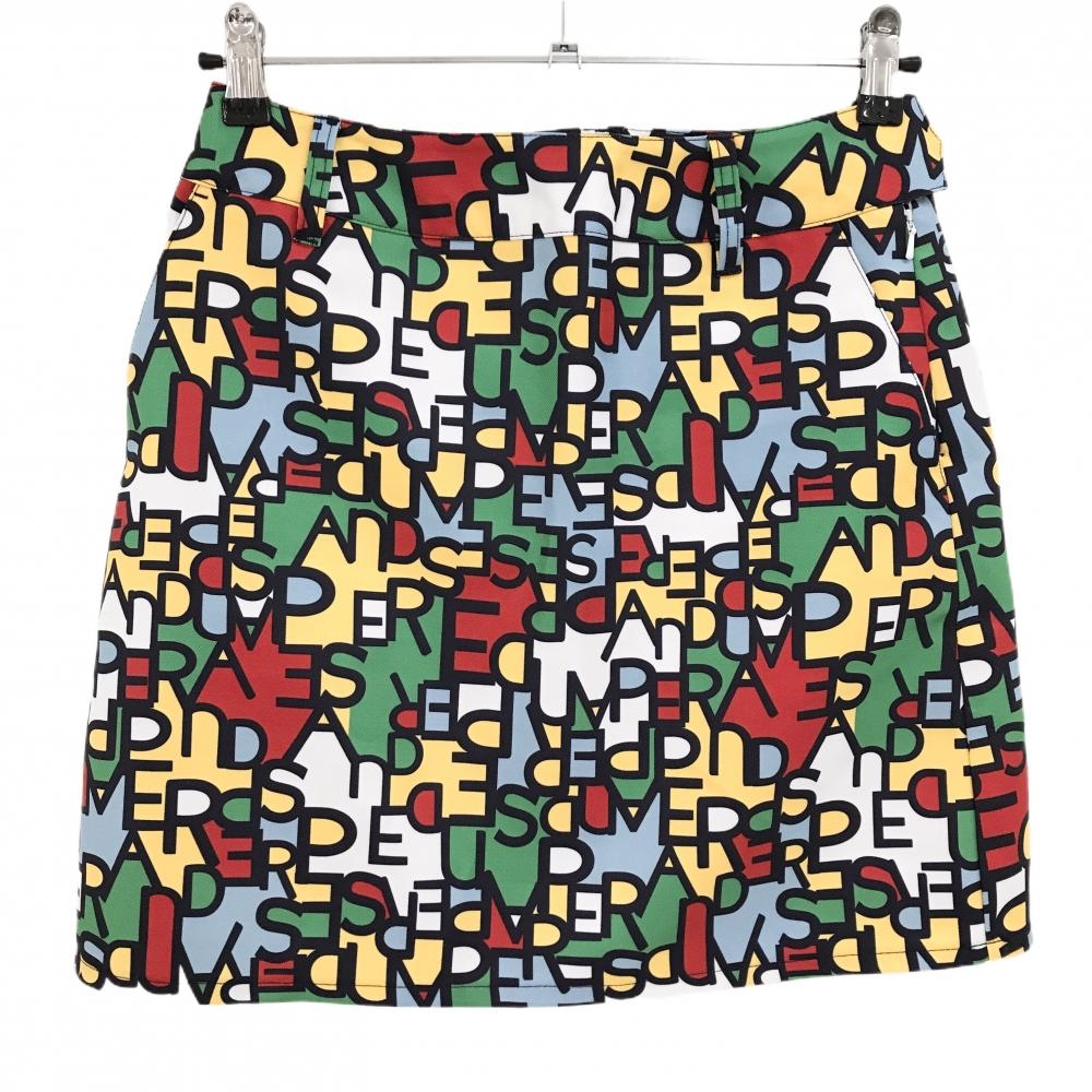 【超美品】アンパスィ スカート ネイビー×マルチカラー 総柄 レディース M ゴルフウェア and per se