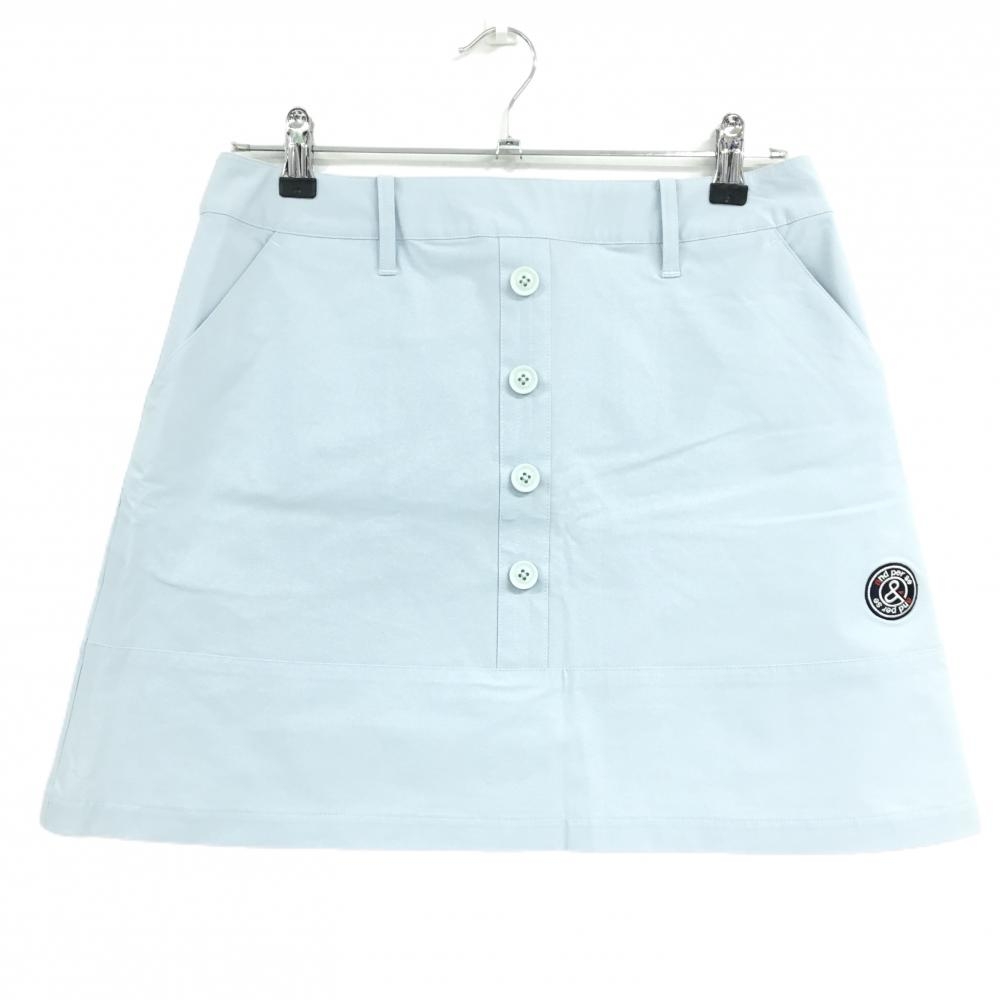 【超美品】アンパスィ スカート ライトブルー フロントボタン ロゴ刺しゅう ストレッチ  レディース LL ゴルフウェア and per se
