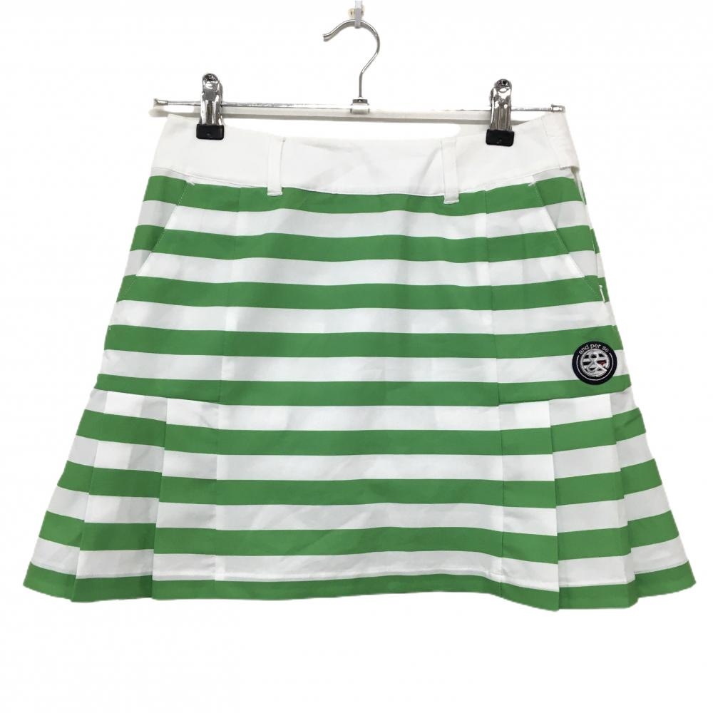 【新品】アンパスィ スカート グリーン×白 ボーダー インナーパンツ付 レディース M ゴルフウェア and per se