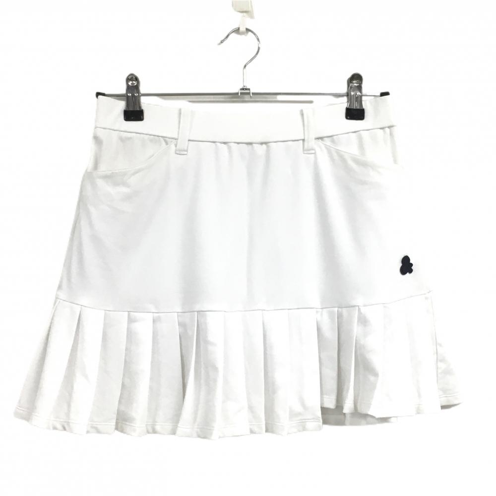 アンパスィ スカート 白 裾プリーツ ウエストゴム レディース L ゴルフウェア and per se