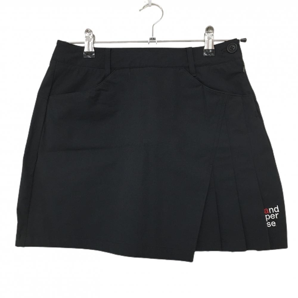 【新品】アンパスィ スカート 黒 一部プリーツ ストレッチ レディース M ゴルフウェア and per se