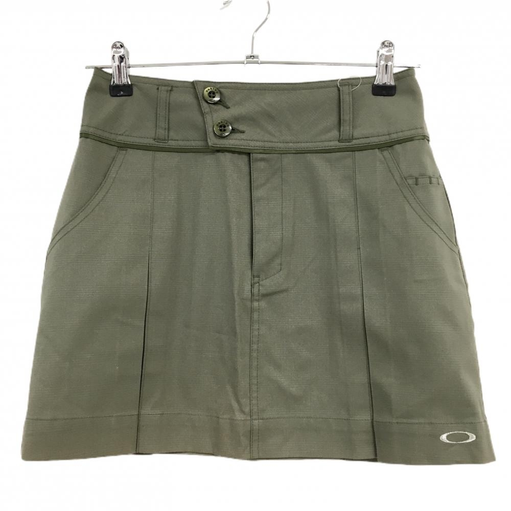 【新品】オークリー スカート カーキ チェック地模様 ボックスプリーツ レディース S ゴルフウェア Oakley