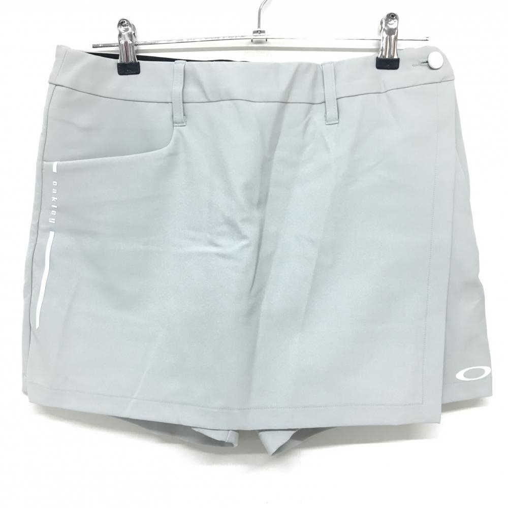 【超美品】オークリー キュロットスカート ライトグレー ロゴ白 ストレッチ レディース XL ゴルフウェア Oakley