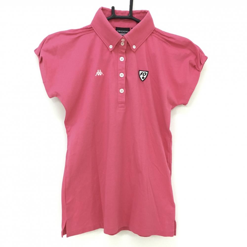 カッパ 半袖ポロシャツ ピンク×白 ロゴ刺しゅう ワッペン レディース M ゴルフウェア Kappa
