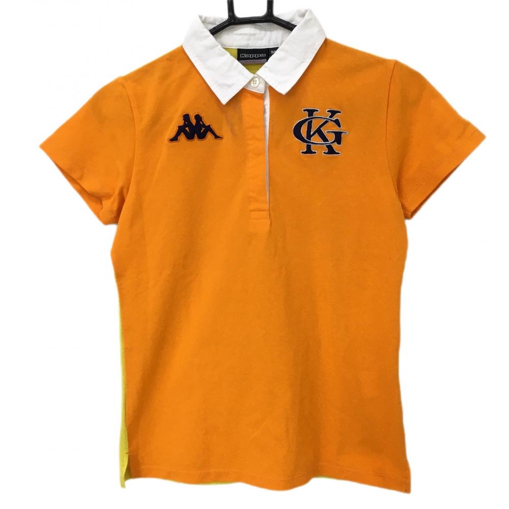 カッパ 半袖ポロシャツ オレンジ×イエロー ロゴ刺しゅう レディース M ゴルフウェア Kappa