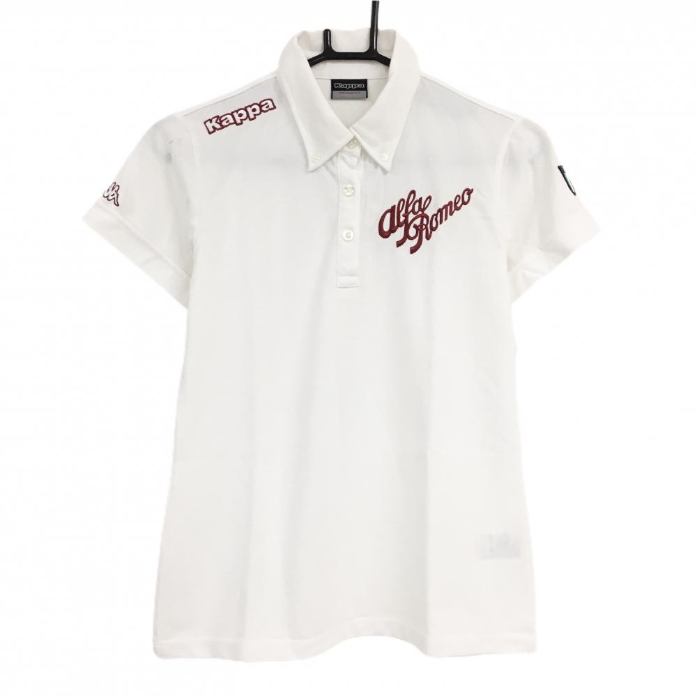 カッパ 半袖ポロシャツ 白×レッド ボタンダウン レディース L ゴルフウェア Kappa