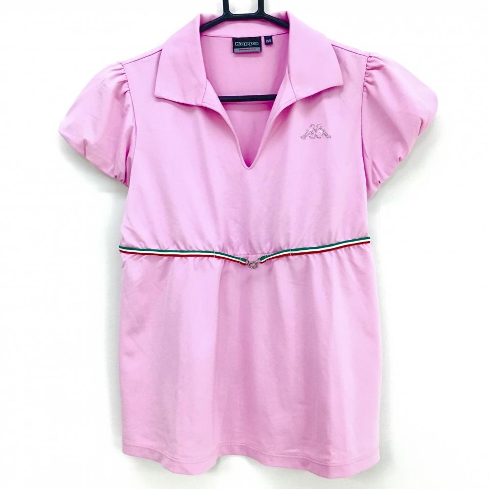 カッパ 半袖スキッパーシャツ ピンク 胸下ライン レディース M ゴルフウェア Kappa