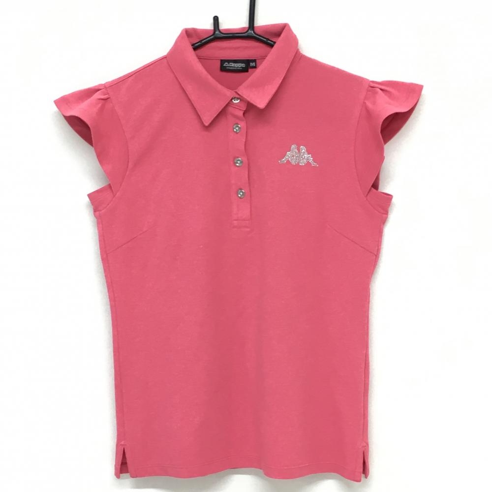 【超美品】カッパ ノースリーブポロシャツ ピンク ラインストーン レディース M ゴルフウェア Kappa