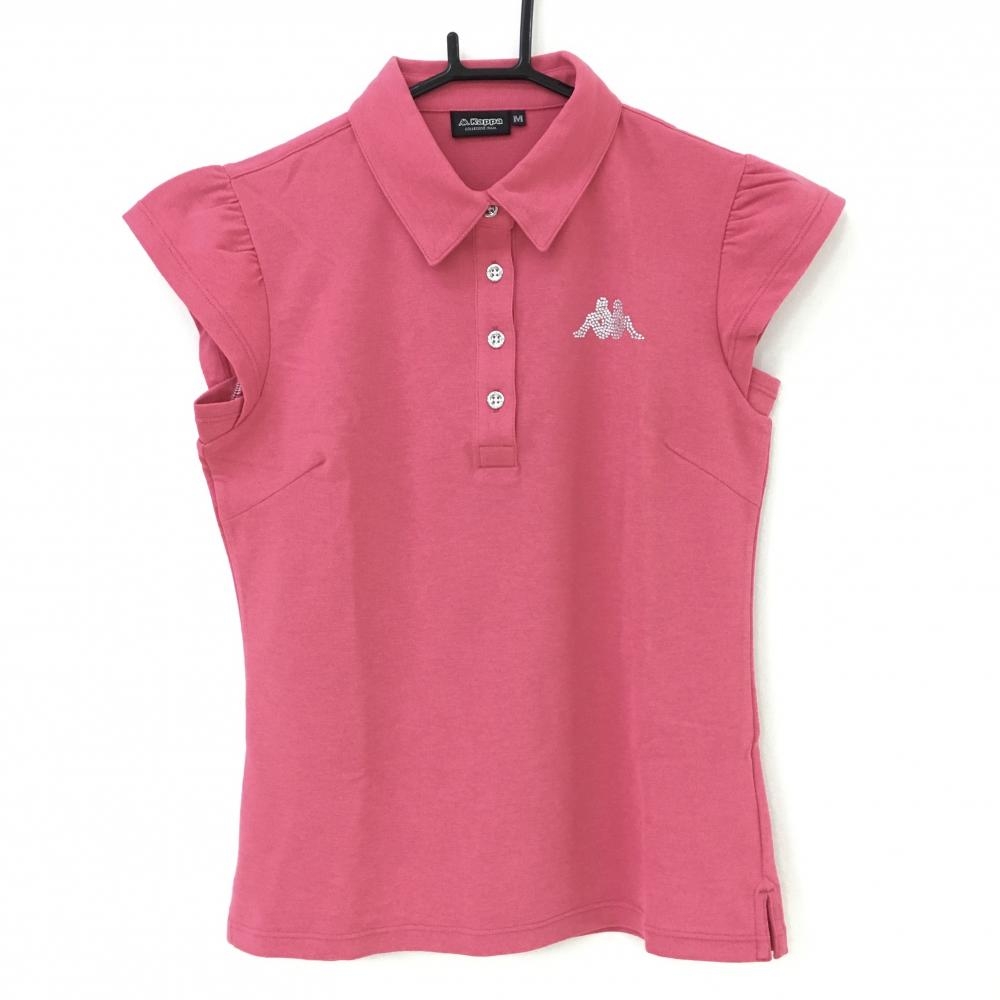 【超美品】カッパ ノースリーブポロシャツ ピンク ラインストーンロゴ レディース M ゴルフウェア Kappa