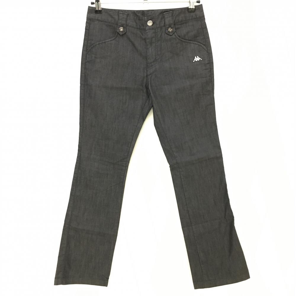 【美品】カッパ パンツ ダークグレー ヘリンボーン織生地 レディース 9 ゴルフウェア Kappa