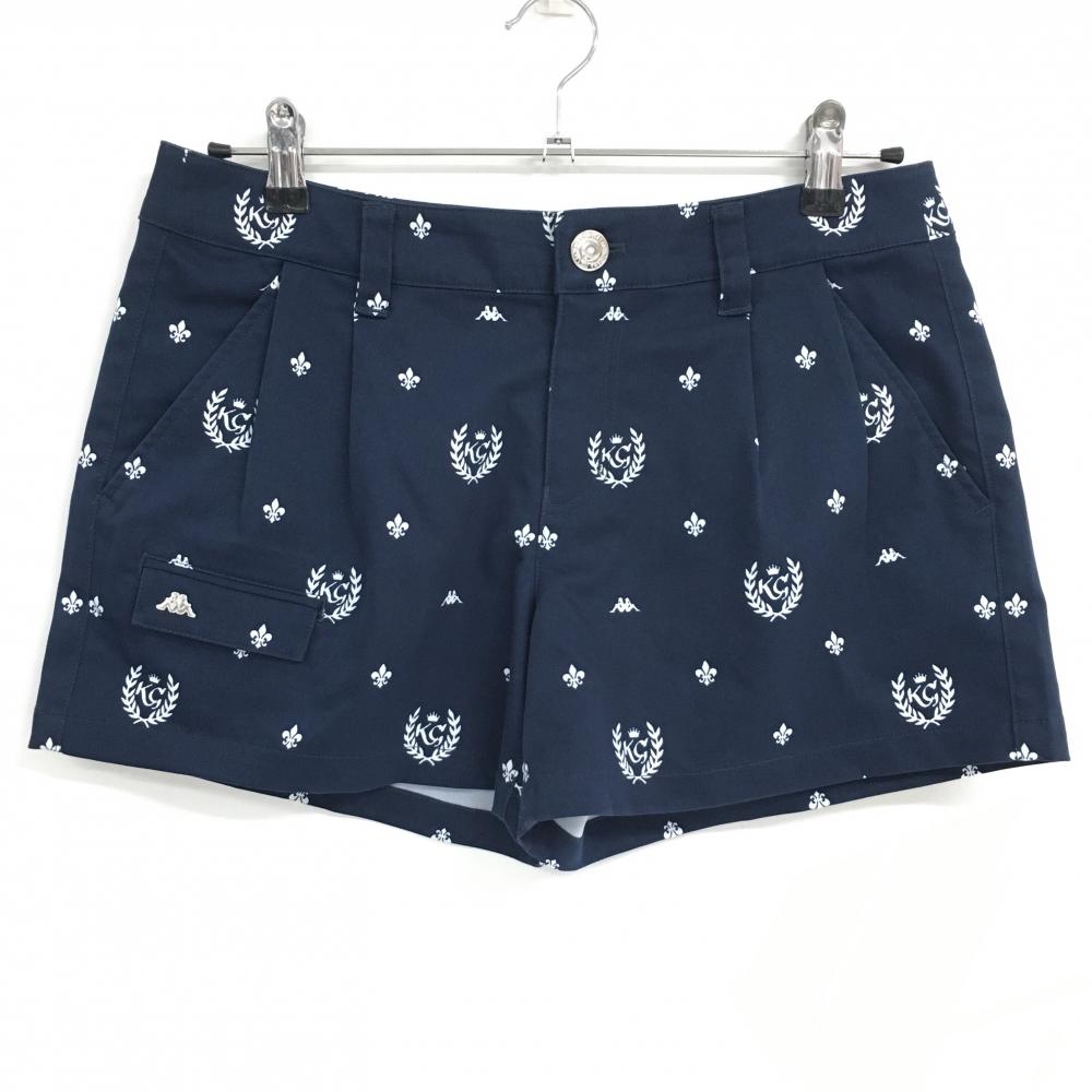 【超美品】カッパ ショートパンツ ネイビー×白 総柄  レディース 9 ゴルフウェア Kappa