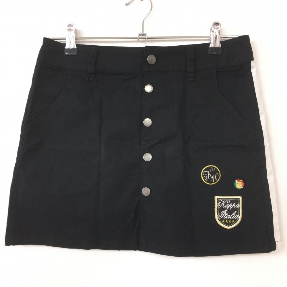 Kappa カッパ スカート 黒×白 サイドライン ワッペン  レディース 9 ゴルフウェア