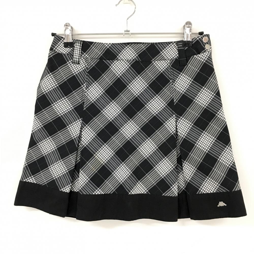 カッパ ボックスプリーツスカート 黒×グレー チェック コットン混　 レディース 5 ゴルフウェア Kappa 画像