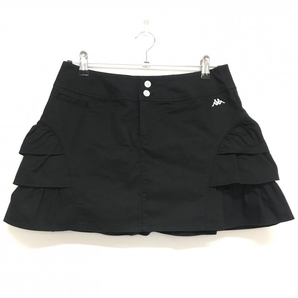 【美品】カッパ スカート 黒 後ろフリル 織生地 レディース 11 ゴルフウェア Kappa