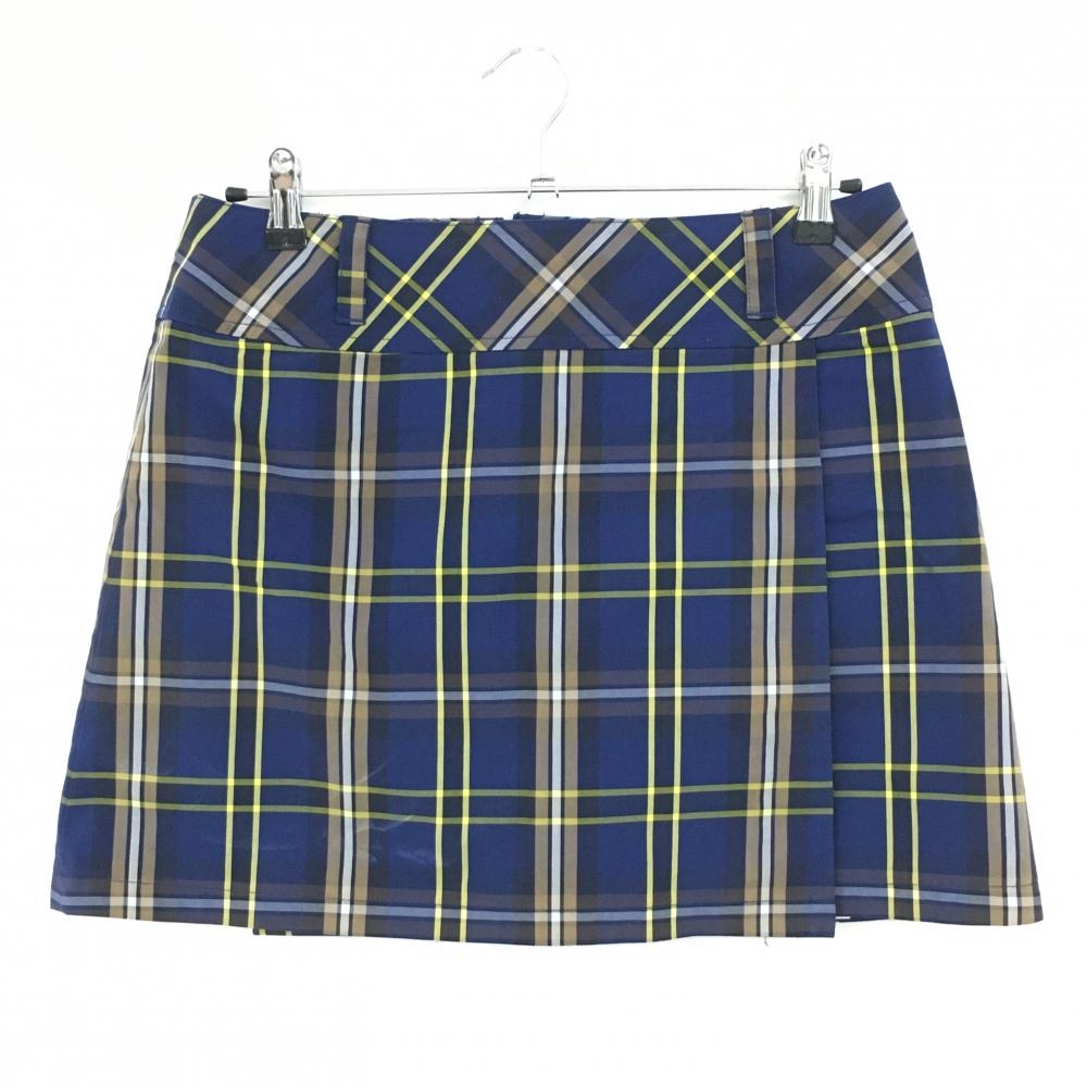 カッパ ラップスカート ネイビー×イエロー チェック レディース 11 ゴルフウェア Kappa