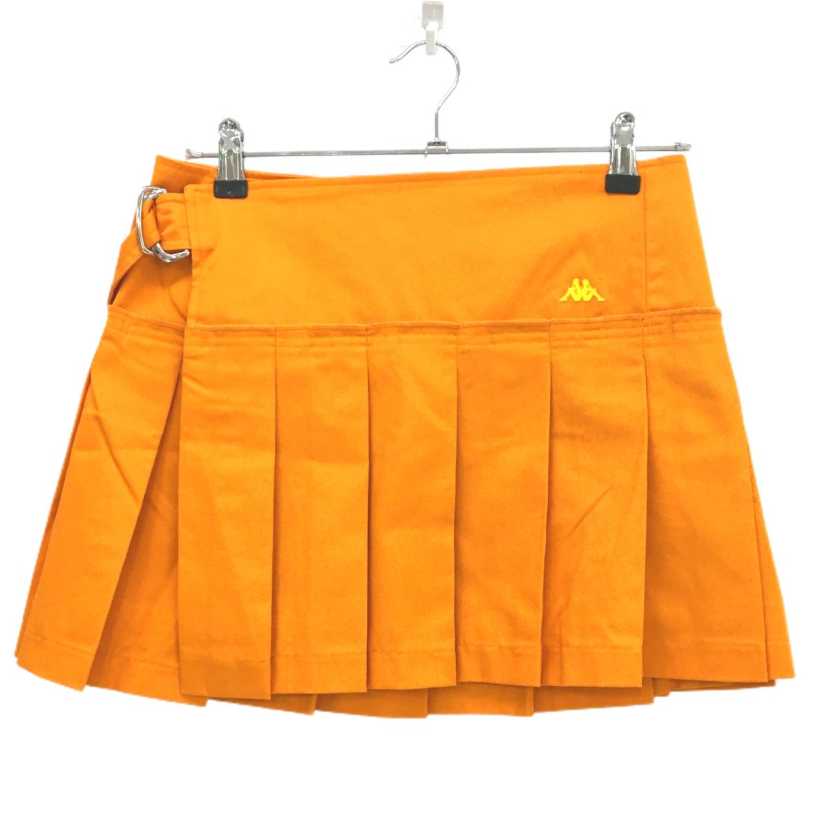 【超美品】カッパ ラッププリーツスカート オレンジ ロゴイエロー  レディース 9 ゴルフウェア Kappa