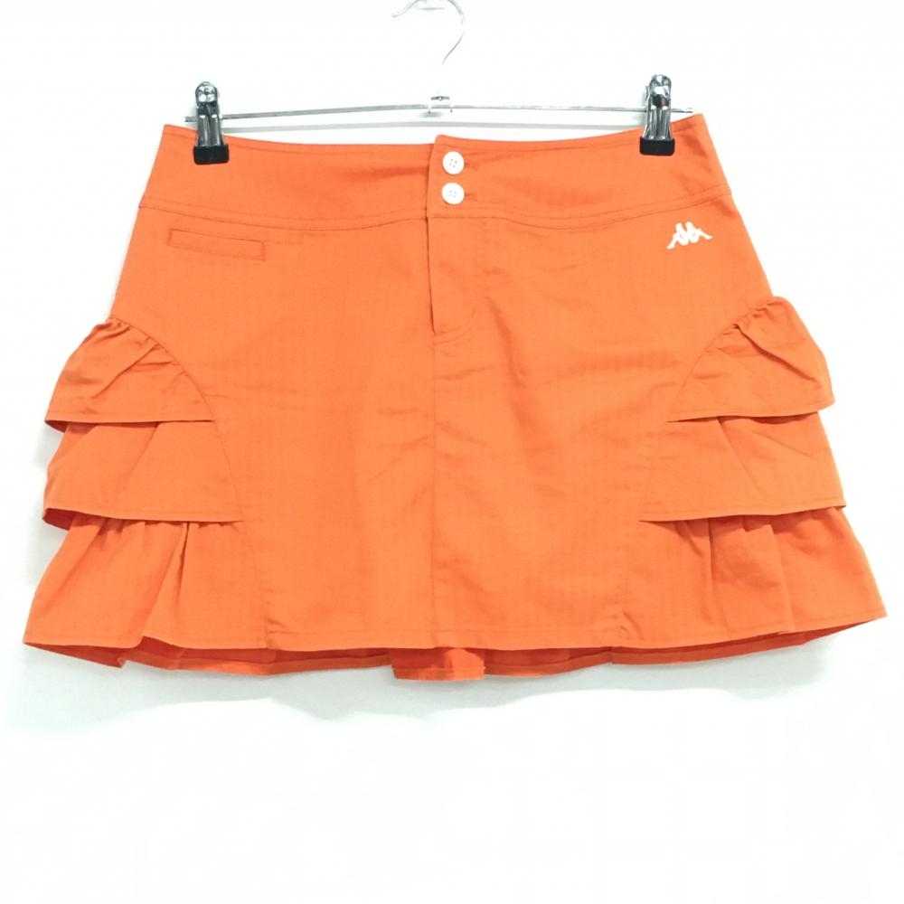 【超美品】カッパ スカート オレンジ 背面ティアード 裏地付 レディース 11 ゴルフウェア Kappa