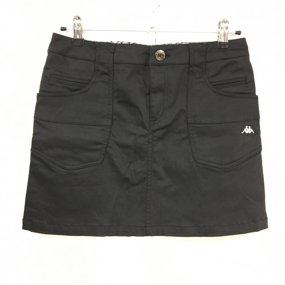 【超美品】カッパ スカート 黒 シンプル ロゴ白 レディース 9 ゴルフウェア Kappa
