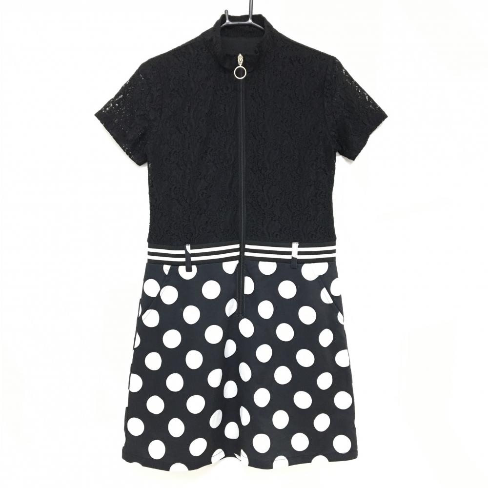 【超美品】キスオンザグリーン 半袖ハイネックワンピース 黒×白  レディース 3(L) ゴルフウェア kiss on the green
