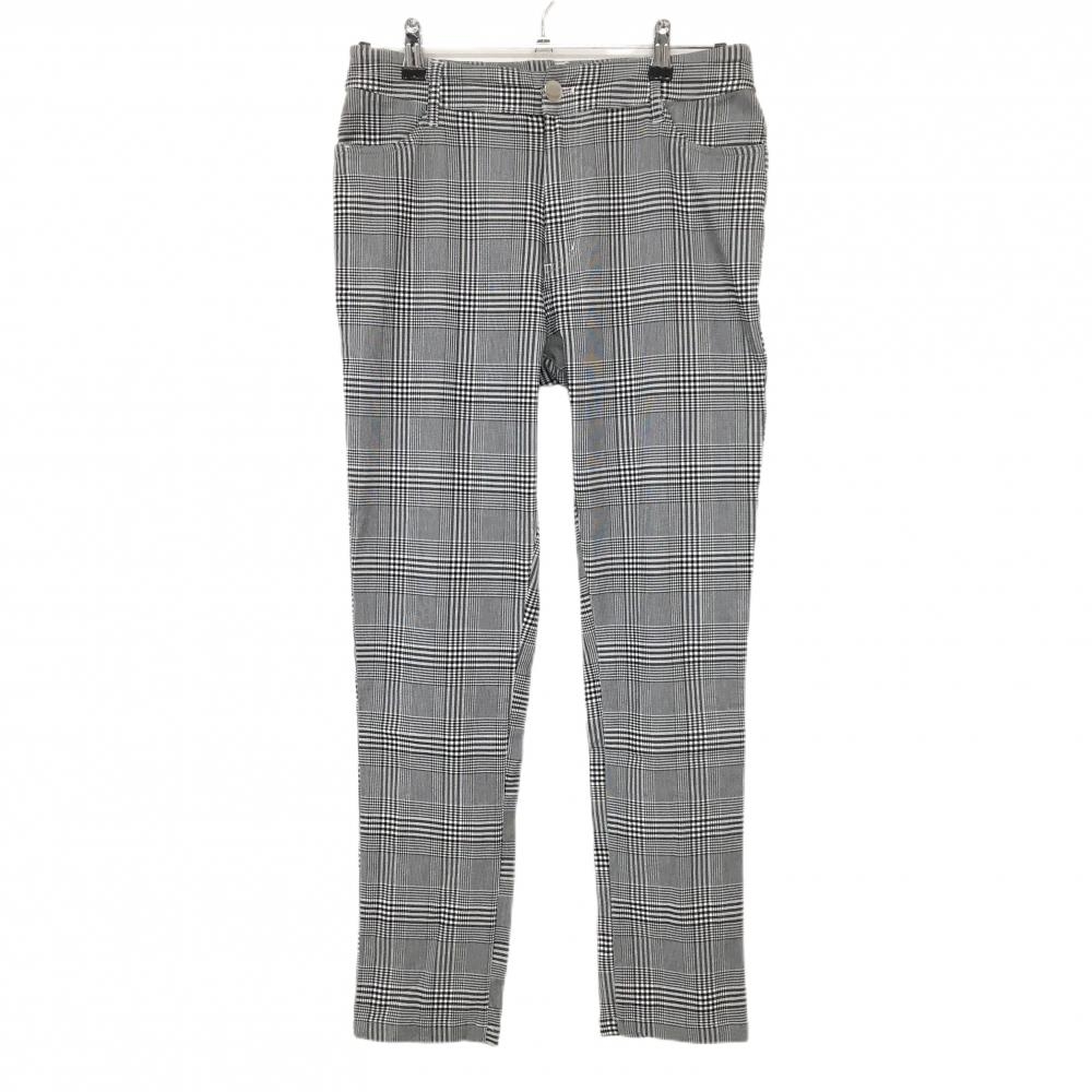 【超美品】キスオンザグリーン ストレッチパンツ 黒×白 グレンチェック レディース 3(L) ゴルフウェア kiss on the green