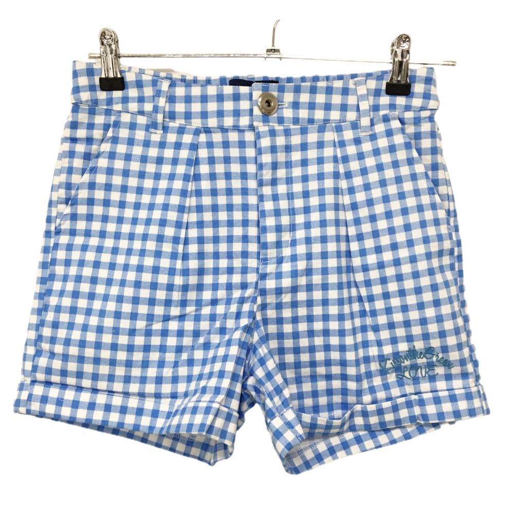 【新品】キスオンザグリーン ショートパンツ 白×ライトブルー ギンガムチェック 裏地付  レディース 2(M) ゴルフウェア kiss on the green