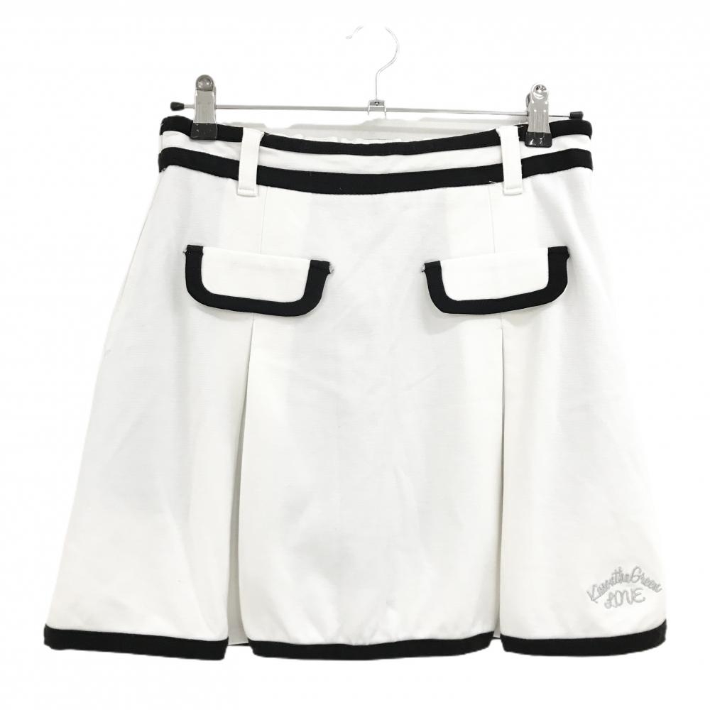 キスオンザグリーン スカート 白×黒 前プリーツ フェイクポケット レディース 3(L) ゴルフウェア kiss on the green