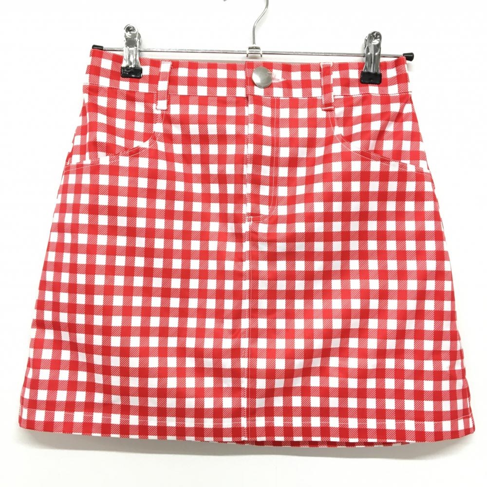 【新品】キスオンザグリーン スカート レッド×白 ギンガムチェック 内側インナーパンツ レディース 2(M) ゴルフウェア kiss on the green