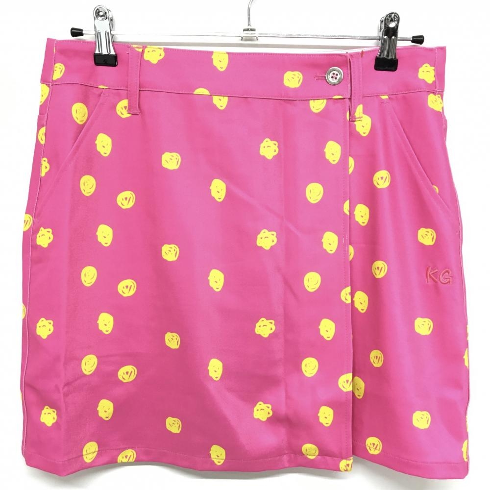 【新品】キスオンザグリーン スカート ピンク×イエロー 総柄 内側インナーパンツ  レディース 3(L) ゴルフウェア kiss on the green