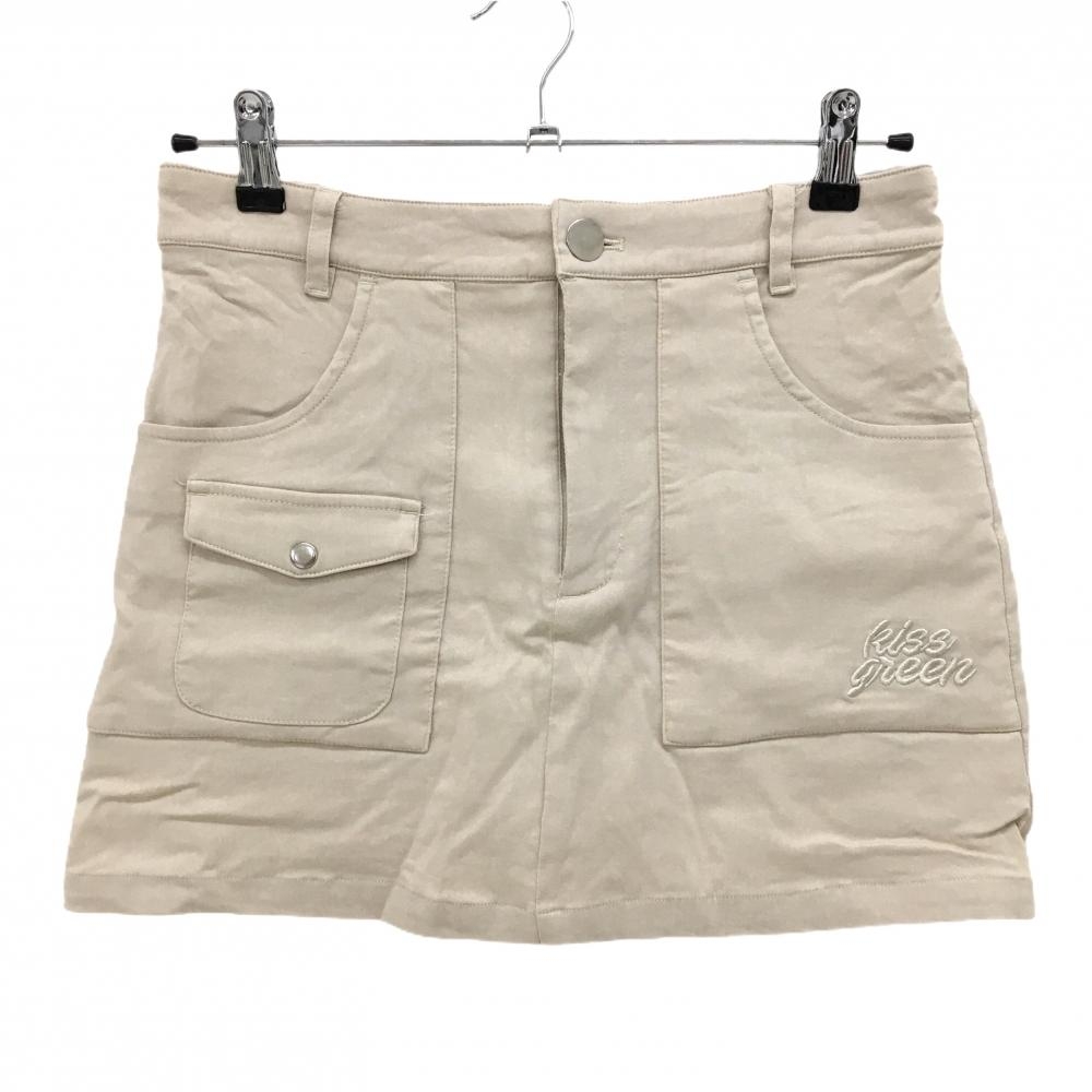 【超美品】キスオンザグリーン スカート ライトベージュ 内側インナーパンツ レディース 2(M) ゴルフウェア kiss on the green