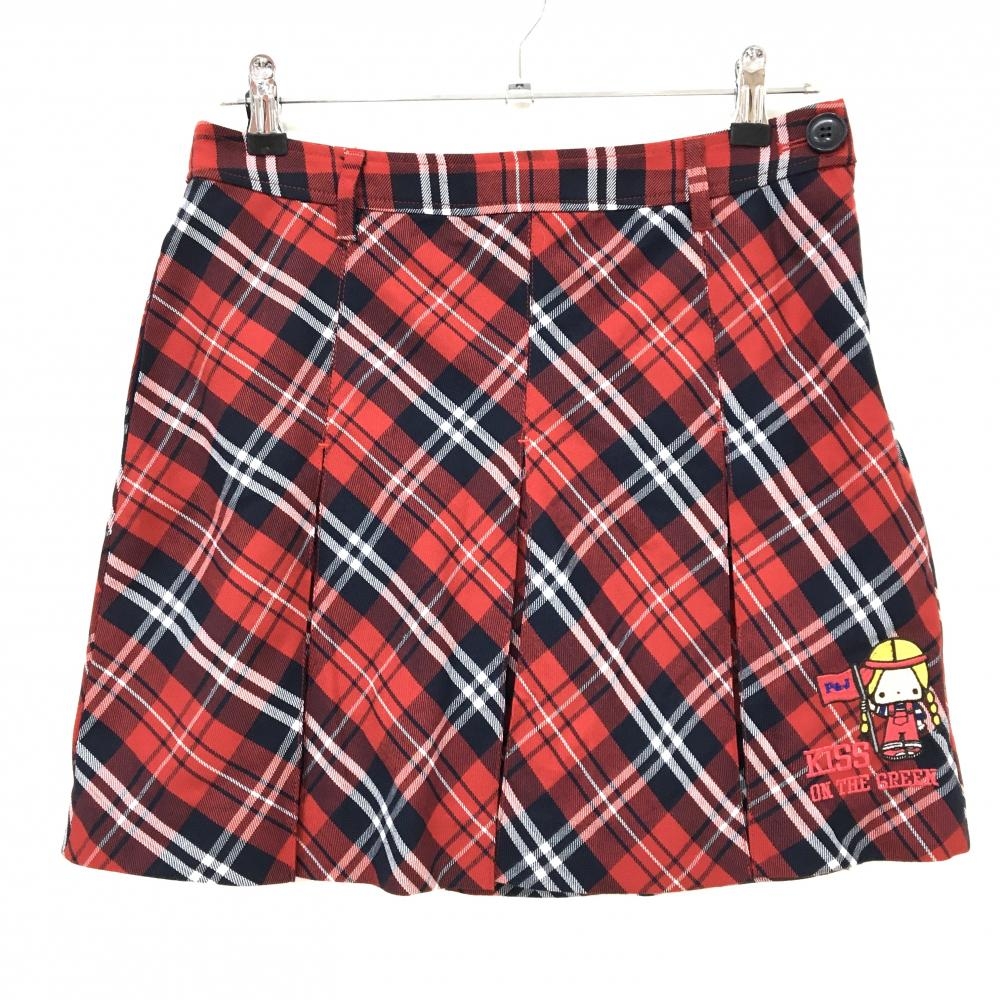 【超美品】キスオンザグリーン×PATTY&JIMMY スカート レッド×ネイビー  レディース 3(L) ゴルフウェア kiss on the green