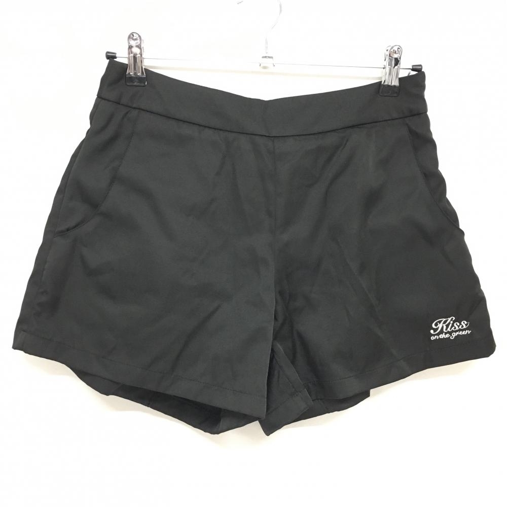 【超美品】キスオンザグリーン キュロットスカート 黒 後ろビッグリボン 裏地付 レディース 3(L) ゴルフウェア kiss on the green