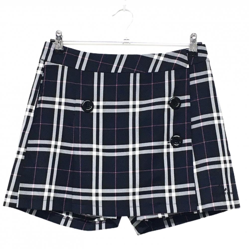 キスオンザグリーン キュロットスカート ネイビー×白 チェック 裏地付  レディース サイズ表記無し ゴルフウェア kiss on the green