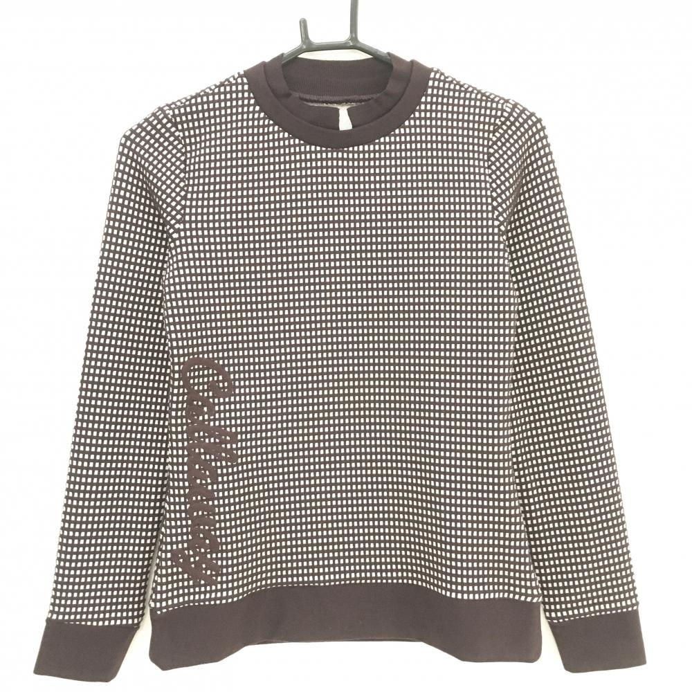 【超美品】キャロウェイ セーター 白×ブラウン 格子柄 韓国モデル サイドロゴ レディース 85 ゴルフウェア Callaway