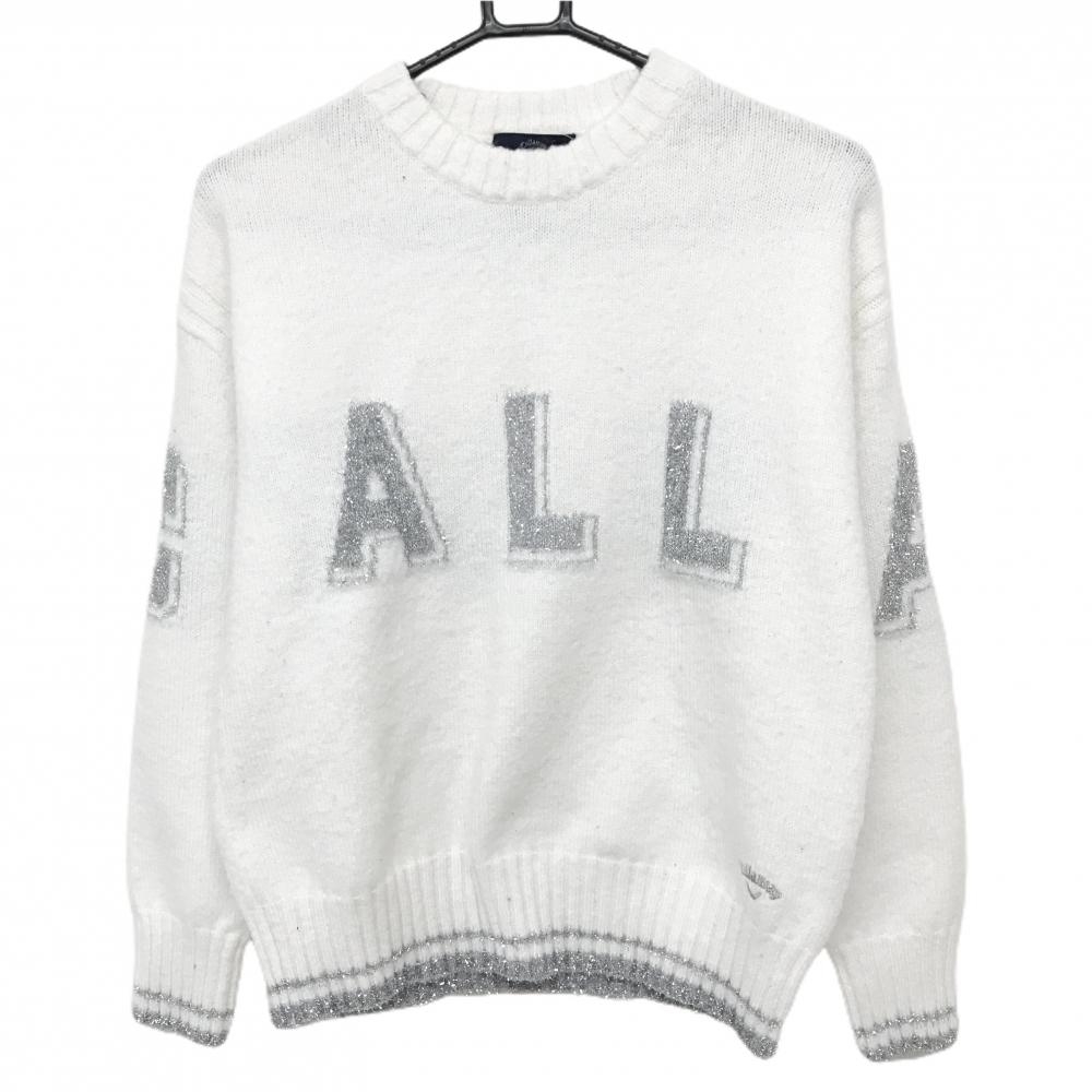 キャロウェイ セーター 白×シルバー ビッグロゴ ニット  レディース L ゴルフウェア 2024年モデル Callaway