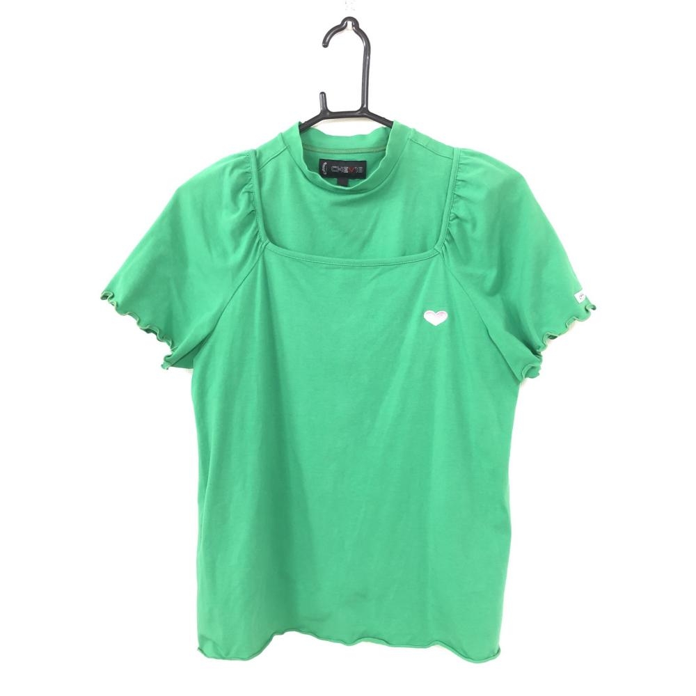 【美品】Callaway キャロウェイ セットアップ(タンクトップ+Tシャツ) グリーン ハート刺繍 カットソー レディース L ゴルフウェア