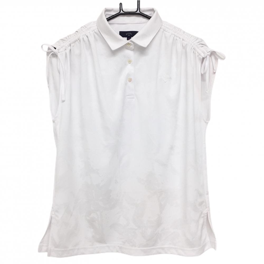 キャロウェイ 半袖ポロシャツ 白 地模様 フレンチスリーブ  レディース LL ゴルフウェア 2024年モデル Callaway