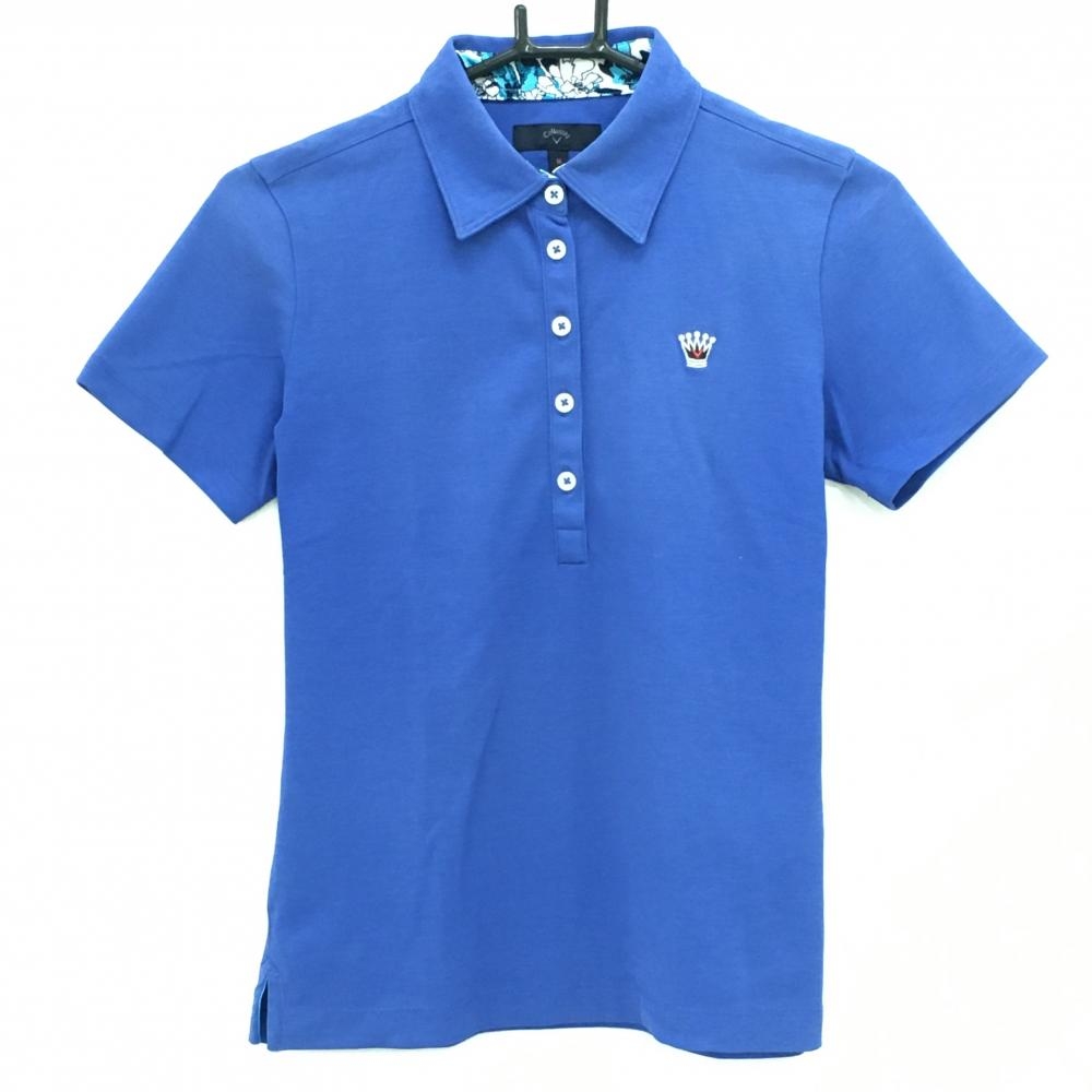 キャロウェイ 半袖ポロシャツ ブルー 王冠刺しゅう レディース M ゴルフウェア Callaway