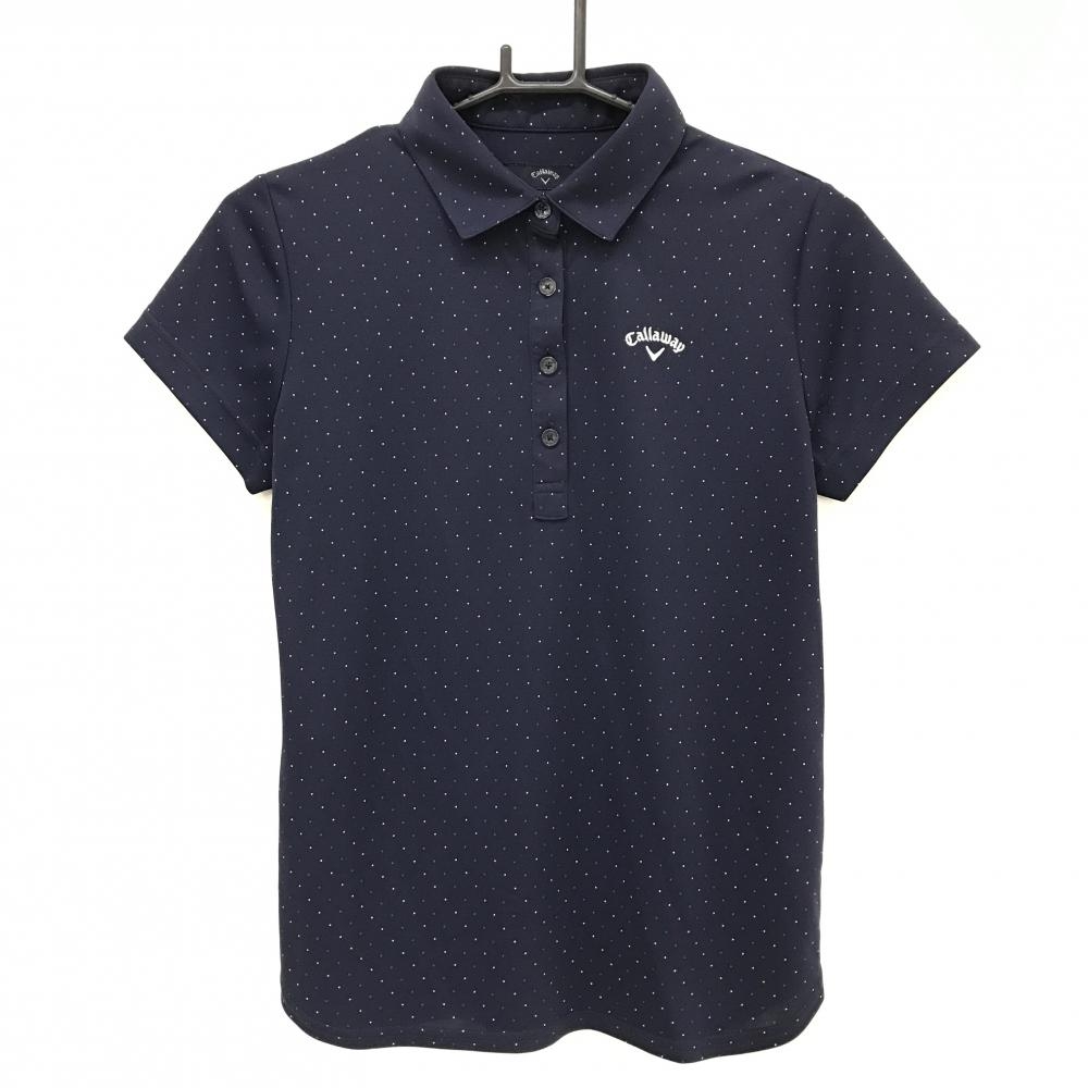 【超美品】キャロウェイ 半袖ポロシャツ ネイビー×白×レッド ピンドット  レディース M ゴルフウェア Callaway