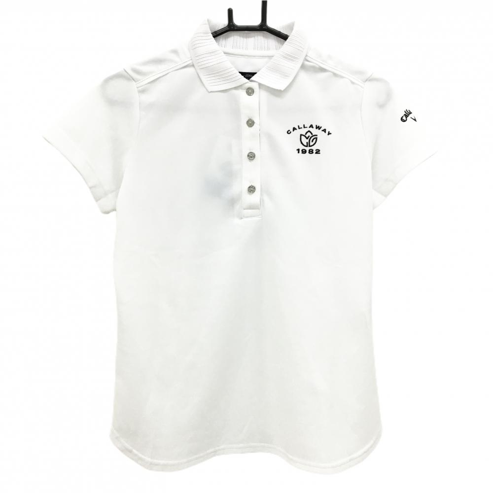 【新品】キャロウェイ 半袖ポロシャツ 白 襟ニット 吸汗速乾 UVカット 通気性  レディース M ゴルフウェア Callaway