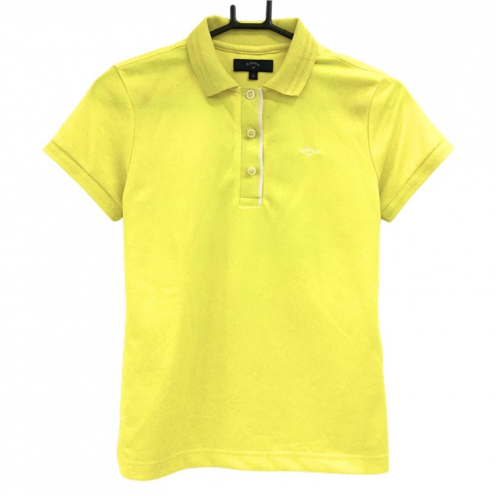 キャロウェイ 半袖ポロシャツ イエロー 胸ロゴ刺しゅう レディース S ゴルフウェア Callaway