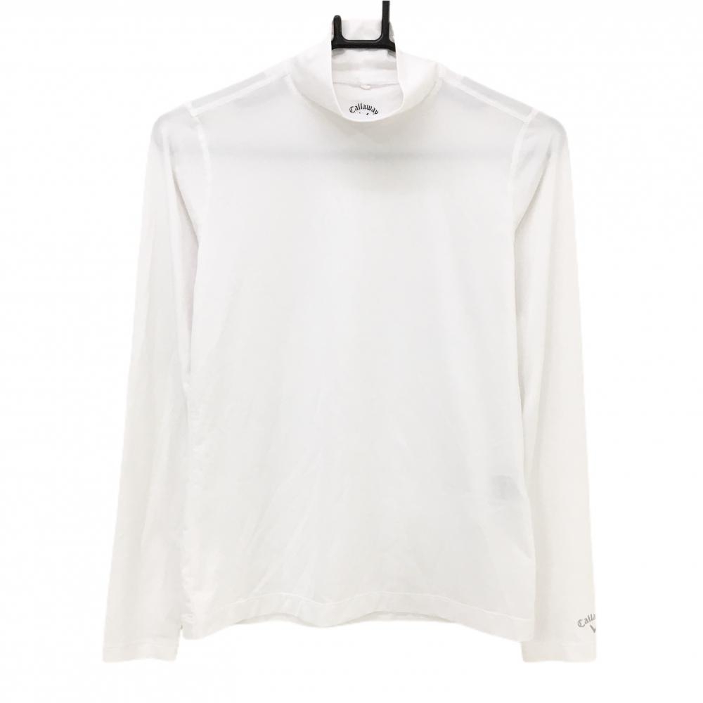 【超美品】キャロウェイ ハイネックインナーシャツ 白 ラメロゴ レディース M ゴルフウェア Callaway