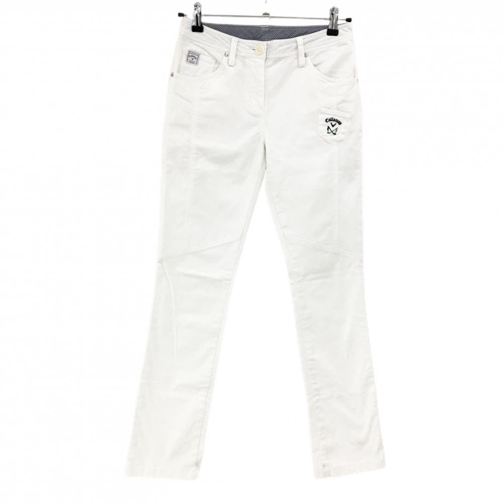 キャロウェイ パンツ 白 ロゴネイビー ストレッチ レディース S ゴルフウェア Callaway