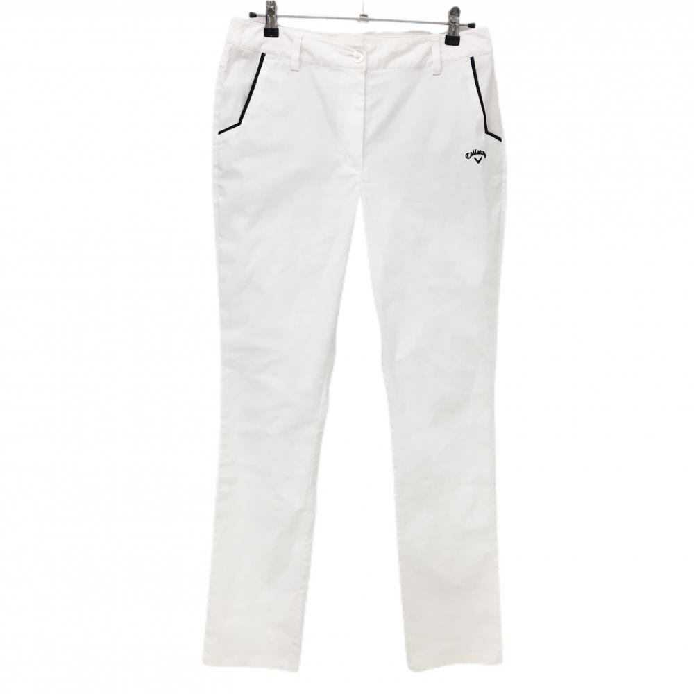 キャロウェイ パンツ 白 無地 ロゴ刺しゅう黒  レディース LL ゴルフウェア Callaway